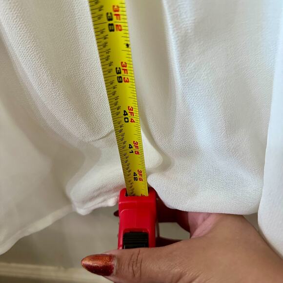 Reformation Adler Ivory Midi Dress Size 0 Tie Strap Smocked Back Ruffle Hem Bust - Picture 10 of 14